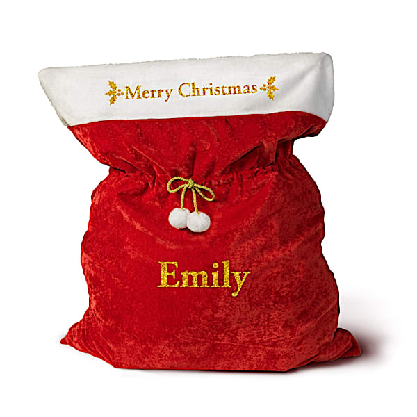 A Merry Christmas Personalized Santa Bag With Cinch-able Cord