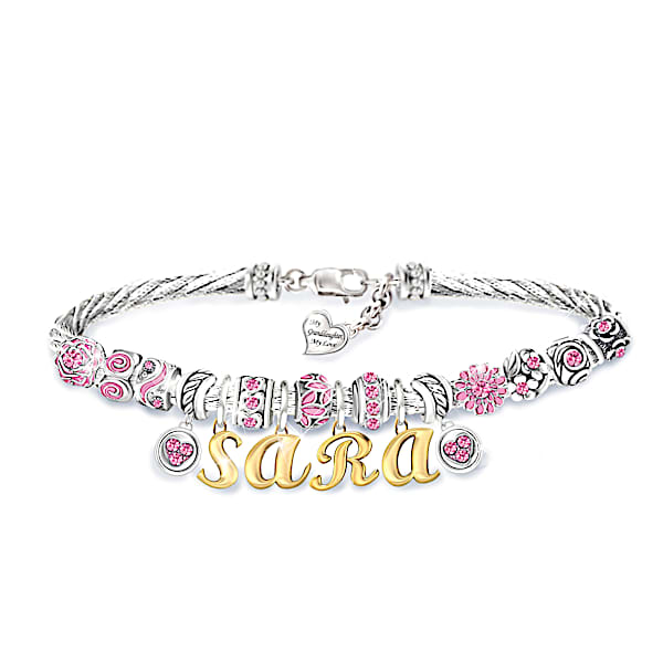 My Granddaughter, My Love Personalized Birthstone Bracelet With Heart-Shaped Charm - Personalized Jewelry