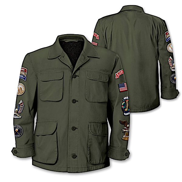 American Pride Men's Field Jacket With 8 Patriotic Patches