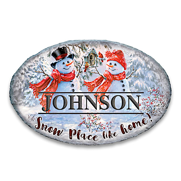 Snowman Personalized Holiday Outdoor Welcome Sign