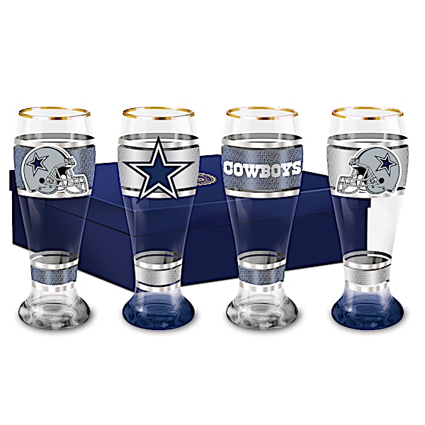 Dallas Cowboys NFL 4-Piece Pilsner Glass Set With 12K Gold Rims