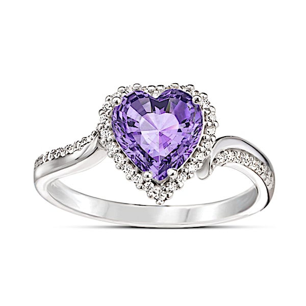 The Heart Of You Women's Personalized Heart-Shaped Crystal Birthstone Ring - Personalized Jewelry