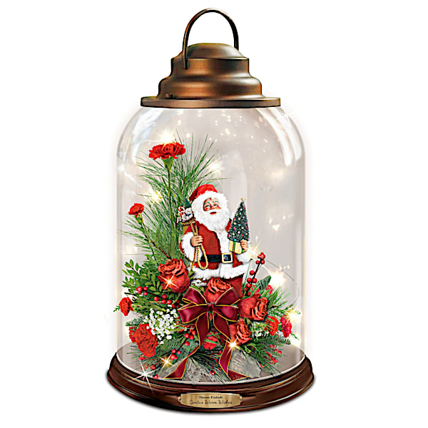 Thomas Kinkade Illuminated Musical Holiday Floral Lantern