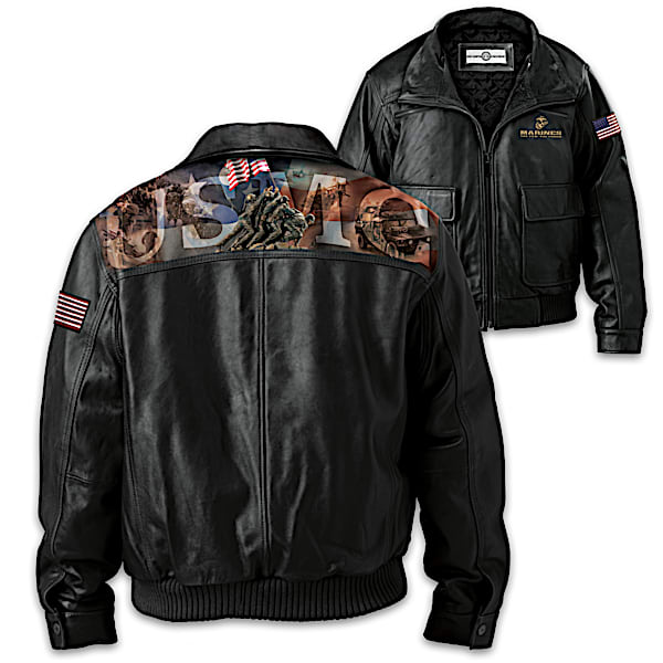 USMC Men's Leather Jacket With James Griffin Art
