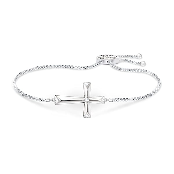 Blessed With Faith Women's Sterling Silver Religious Diamond Bracelet