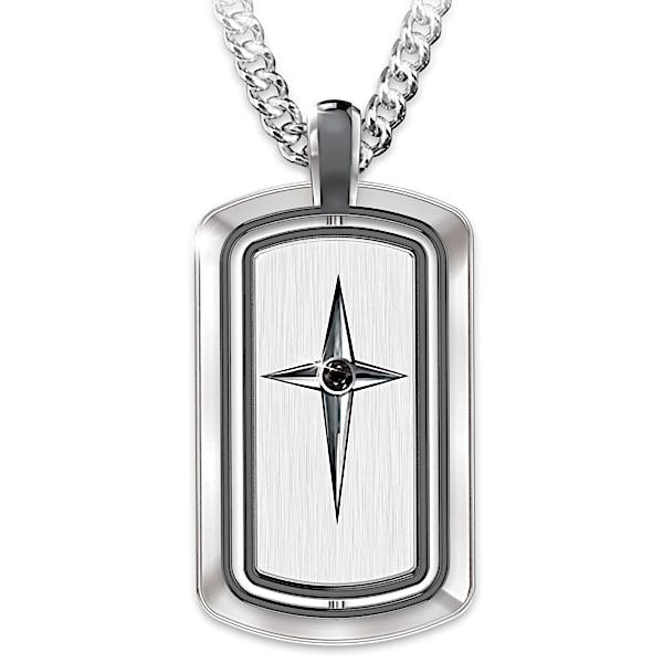 Protection & Strength Men's Stainless-Steel Personalized Spinning Dog Tag Pendant Necklace - Personalized Jewelry