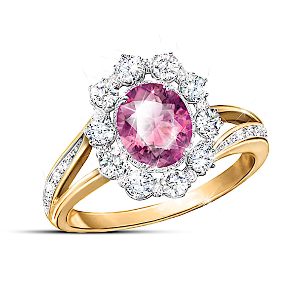Royal Queen-Inspired Diamonesk Simulated Pink Sapphire Ring