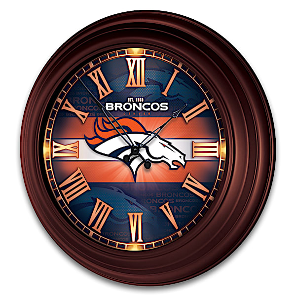 Denver Broncos Illuminated Atomic Wall Clock