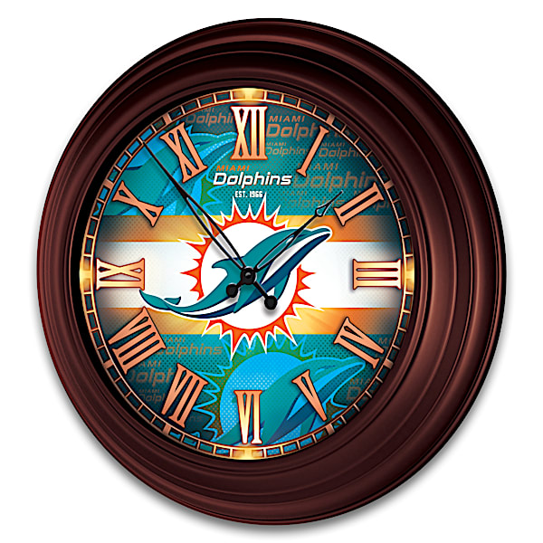 Miami Dolphins Illuminated Atomic Wall Clock