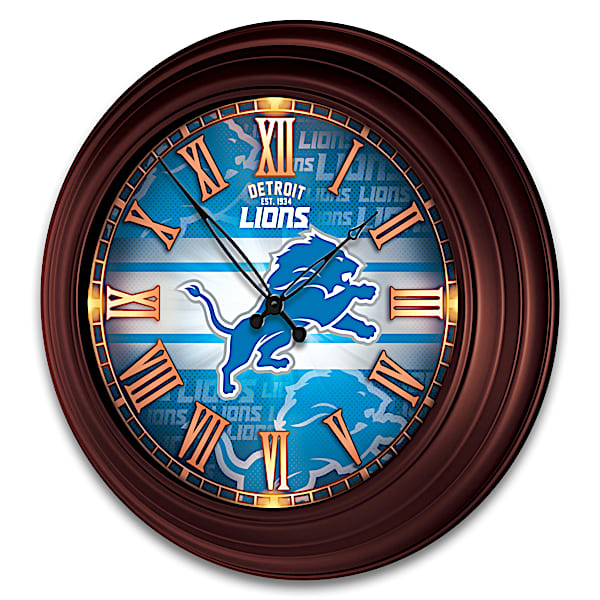 Detroit Lions Illuminated Atomic Wall Clock