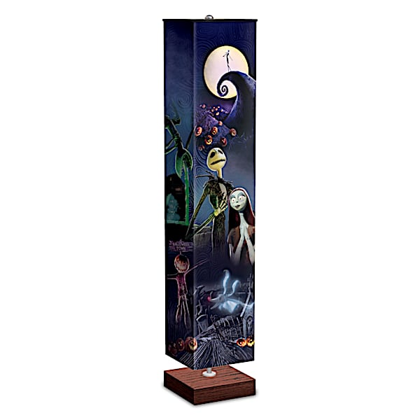 Halloween Town Floor Lamp With 4-Sided Artwork Fabric Shade