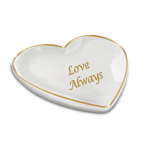 Love Always Porcelain Heart-Shaped Jewelry Tray