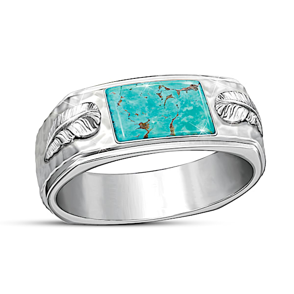 Sedona Canyon Sterling Silver Genuine Turquoise Men's Ring