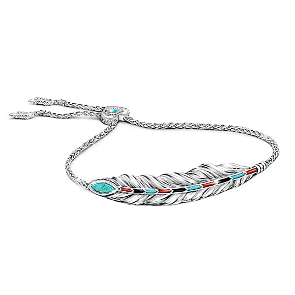 Sedona Canyon Women's Marquise-Cut Turquoise Bolo Bracelet