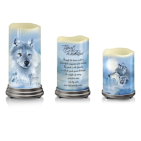Eddie LePage Wolf Art Flameless Candle Set
