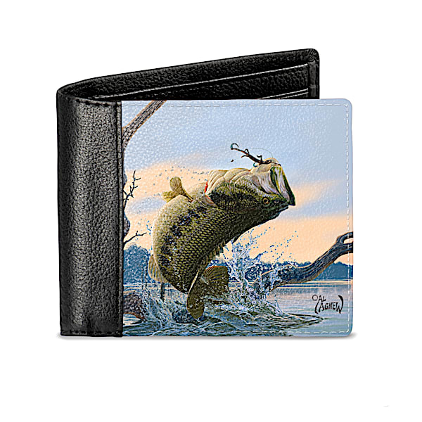 Al Agnew Bass Fishing Men's RFID Blocking Leather Wallet