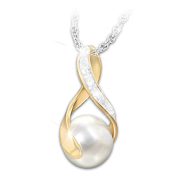 Mother Of Pearl And Diamond Pendant Necklace For Mothers