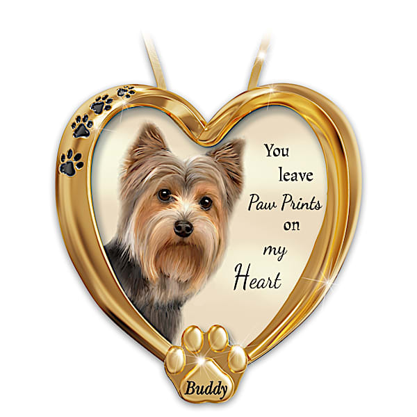 Personalized Pet Ornament With Yorkie Artwork