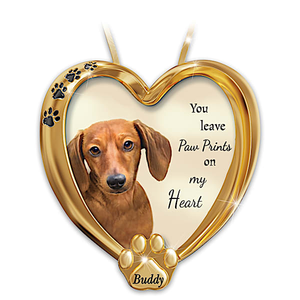 Personalized Pet Ornament With Dachshund Artwork