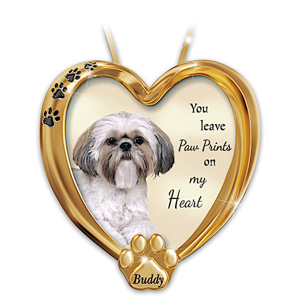 Personalized Pet Ornament With Shih Tzu Artwork