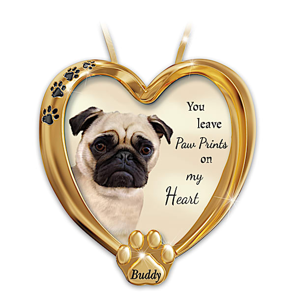 Personalized Pet Ornament With Pug Artwork