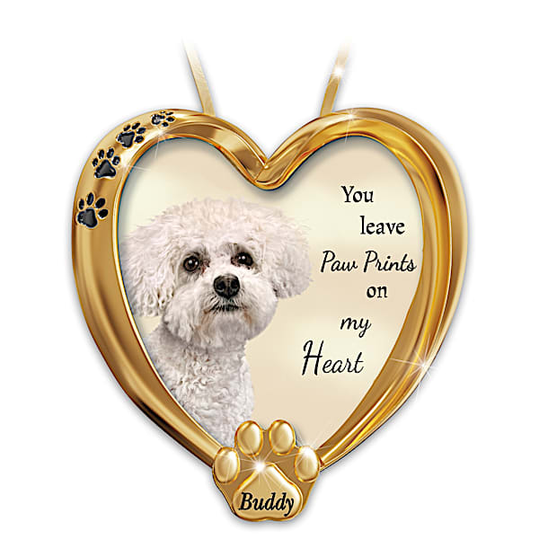 Personalized Pet Ornament With Bichon Frise Artwork