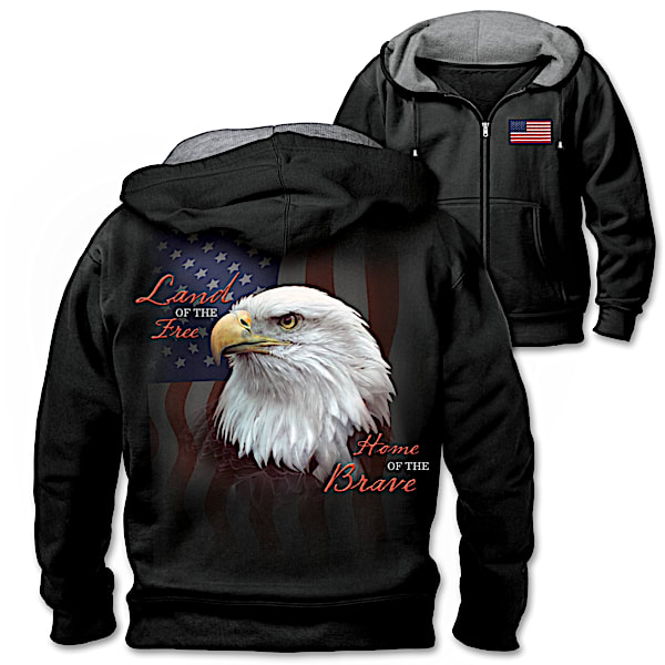 American Freedom Full-Zip Knit Hoodie With Fleece Lining