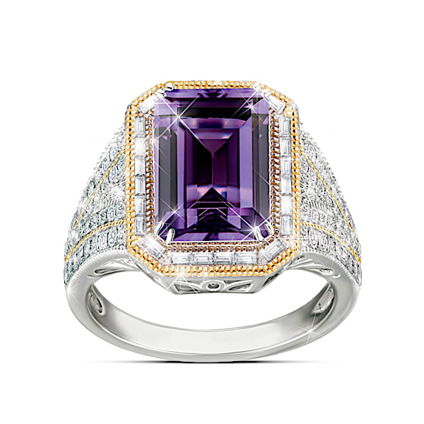 Royal Family-Inspired Diamonesk Simulated Amethyst Ring