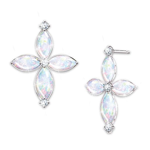 The Holy Trinity Australian Opal And Diamond Earrings
