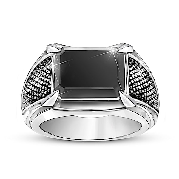 Reign Of Power Stainless Steel Black Onyx Men's Ring