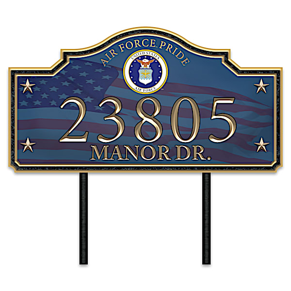 Air Force Pride Personalized Outdoor Address Sign With Official Seal