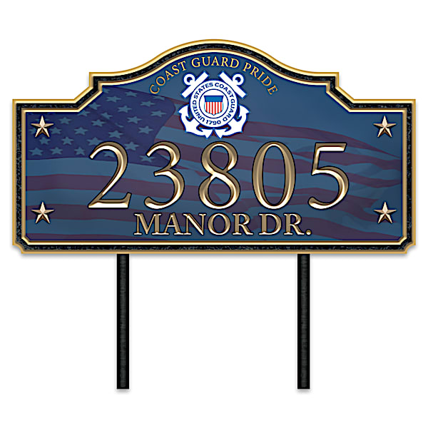 Coast Guard Pride Personalized Outdoor Address Sign