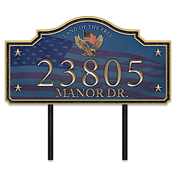 Home Of The Free Personalized Patriotic Outdoor Address Sign