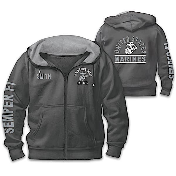 Ready At The Reveille USMC Personalized Men's Hoodie