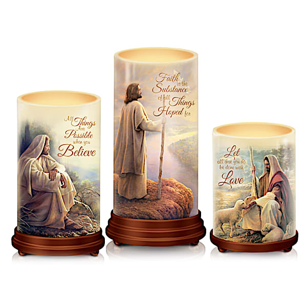 Pillars Of Faith Candle Set With Greg Olsen Biblical Art
