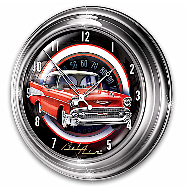 1957 Chevrolet Bel Air Illuminated Atomic Wall Clock