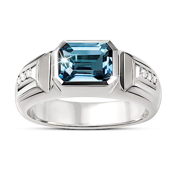 Gentleman's Choice London Blue Topaz & Diamond Men's Ring
