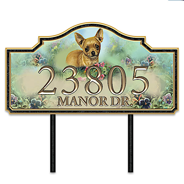 Warm Chihuahua Welcome Personalized Address Sign