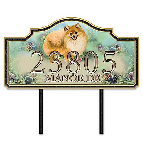 Warm Pomeranian Welcome Personalized Address Sign