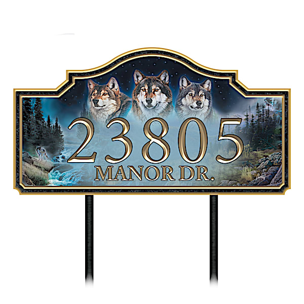 Al Agnew Wolf Art Personalized Outdoor Address Sign