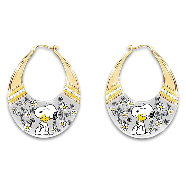 PEANUTS Snoopy & Woodstock Earrings With Crystals