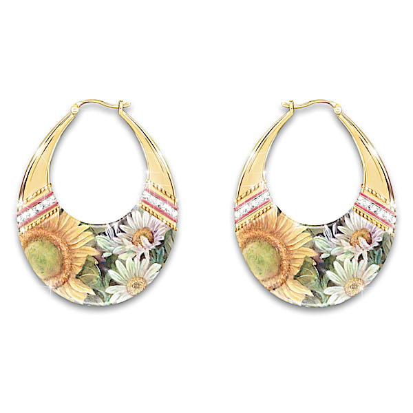 Lena Liu Sunflower Art Hoop Earrings