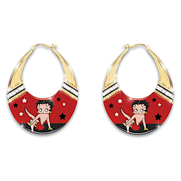 Betty Boop Screen Star Hoop Earrings With Crystals