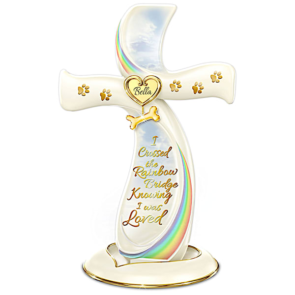 Rainbow Bridge Personalized Pet Remembrance Cross