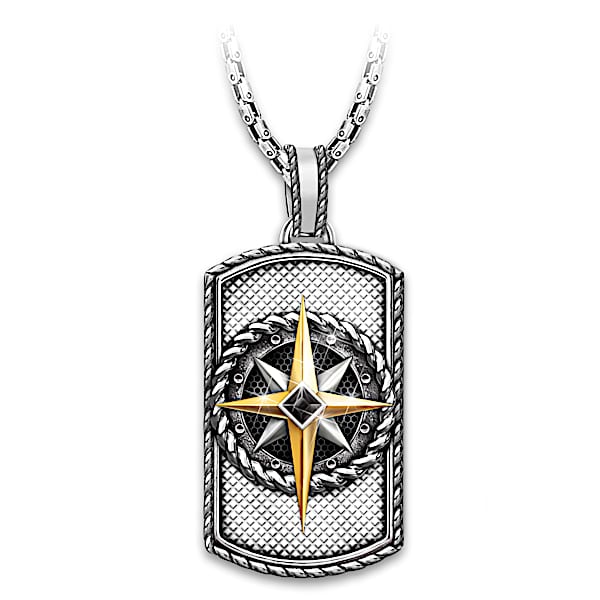 Compass Of Faith Dog Tag Pendant Necklace For Son