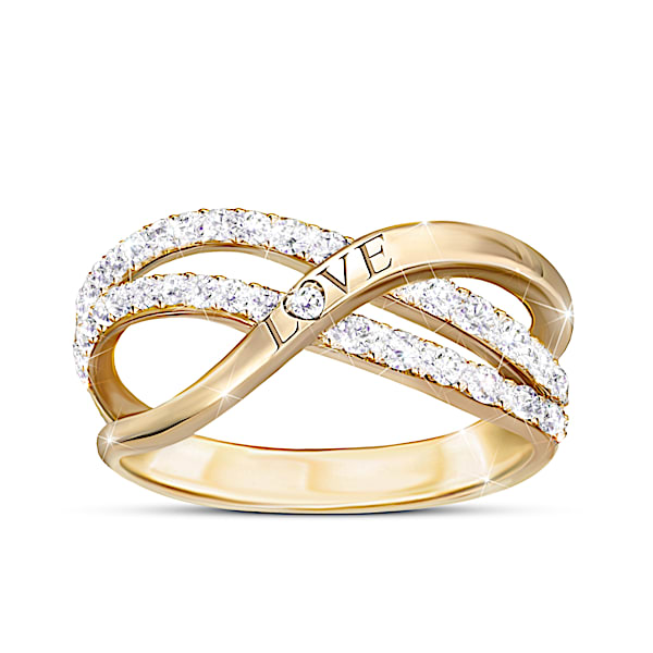 Dance Of Love Engraved Ring With 2 Dozen Genuine Diamonds