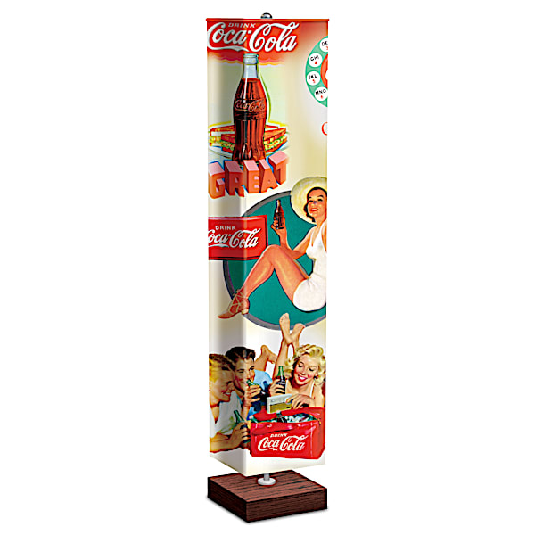 COCA-COLA Floor Lamp With Art On 4-Sided Fabric Shade
