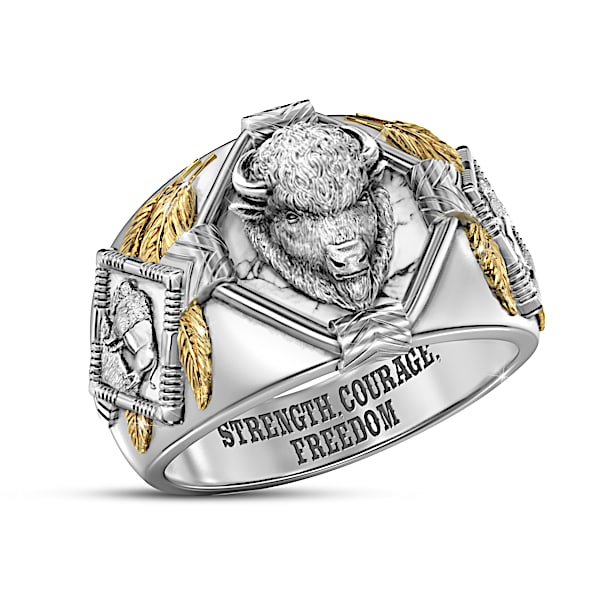 Strength And Courage Men's Bison Ring