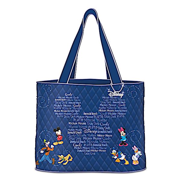 Forever Disney Friends Quilted Tote Bag With Hanging Charm