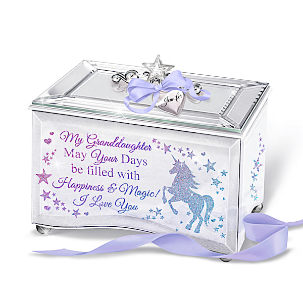 Glitter Unicorn Music Box Personalized For Granddaughter